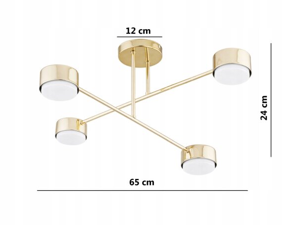 Deckenleuchte 4-flammig Metall Gold GX53 B:65 cm Modern Leuchte