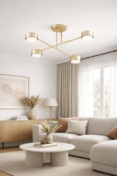 Deckenleuchte 4-flammig Metall Gold GX53 B:65 cm Modern