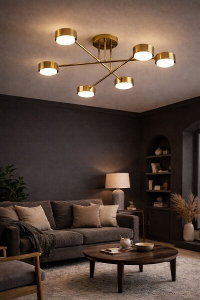 Deckenleuchte 6-flammig Metall Gold GX53 B:65 cm Modern Leuchte