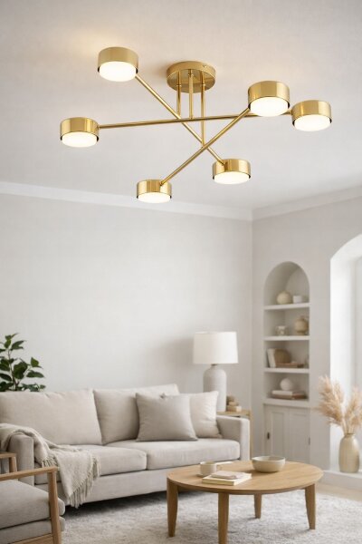 Deckenleuchte 6-flammig Metall Gold GX53 B:65 cm Modern Leuchte