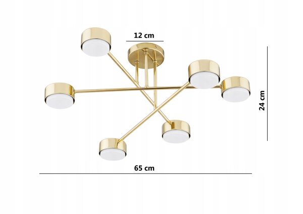 Deckenleuchte 6-flammig Metall Gold GX53 B:65 cm Modern Leuchte