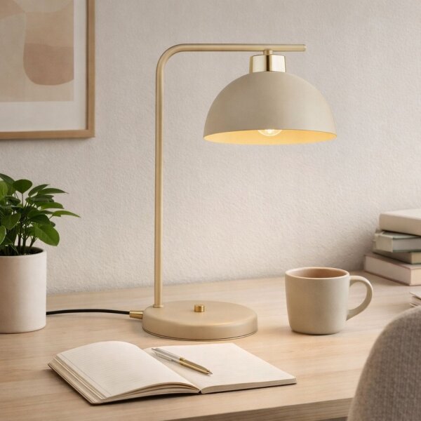 Tischleuchte Gold Beige E27 H:38 cm Modern dekorativ Leuchte