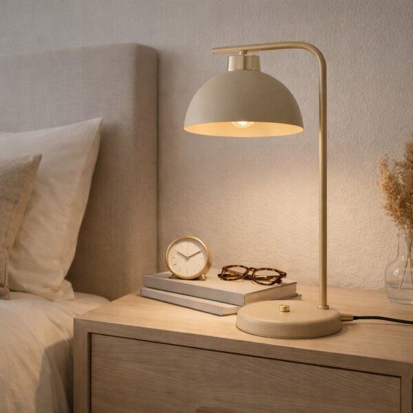 Tischleuchte Gold Beige E27 H:38 cm Modern dekorativ Leuchte