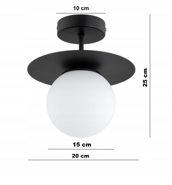 Deckenlampe Glas Schwarz Weiß E27 B:20 cm dekorativ Leuchte