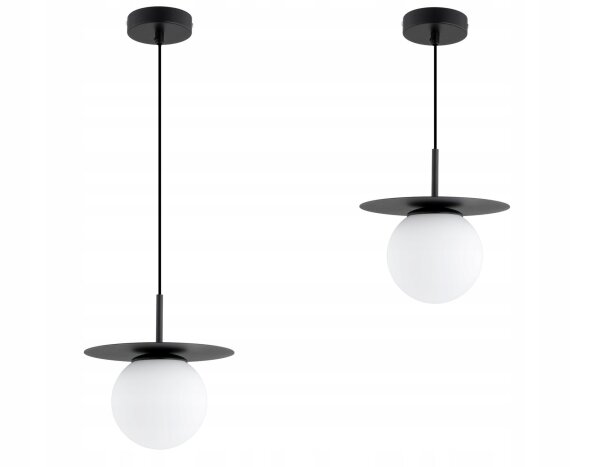 Hängelampe Glas Schwarz Weiß E27 B:20 cm wohnlich Leuchte