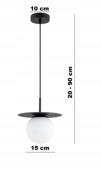 Hängelampe Glas Schwarz Weiß E27 B:20 cm wohnlich Leuchte
