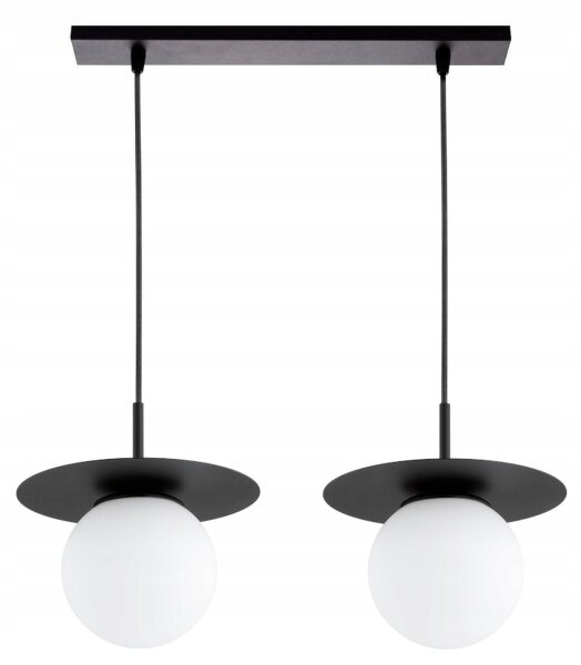 Hängelampe 2-flammig Glas Schwarz Weiß E27 L:55 cm Leuchte