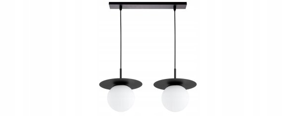Hängelampe 2-flammig Glas Schwarz Weiß E27 L:55 cm