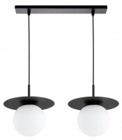 H&auml;ngelampe 2-flammig Glas Schwarz Wei&szlig; E27 L:55 cm