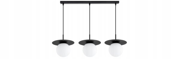 Pendelleuchte 3-flammig Glas Schwarz E27 L:75 cm Leuchte