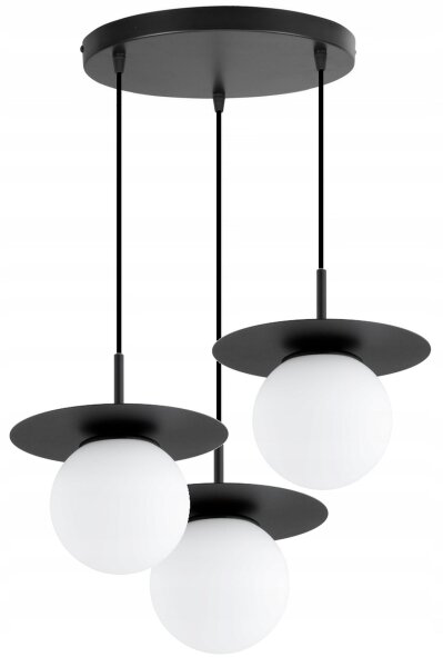 Pendelleuchte 3-flammig Glas Metall Schwarz E27 B:50 cm Leuchte