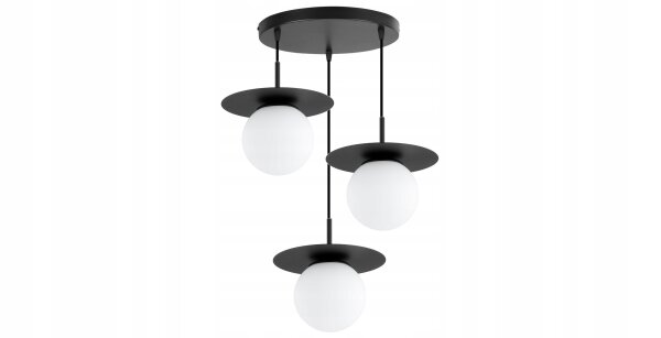Pendelleuchte 3-flammig Glas Metall Schwarz E27 B:50 cm Leuchte