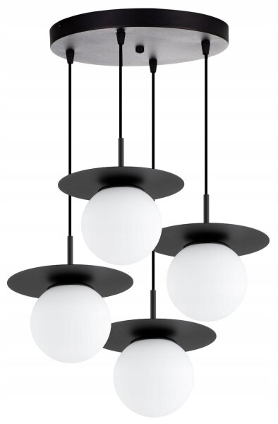 Pendelleuchte 4-flammig Metall Glas Schwarz E27 B:50 cm