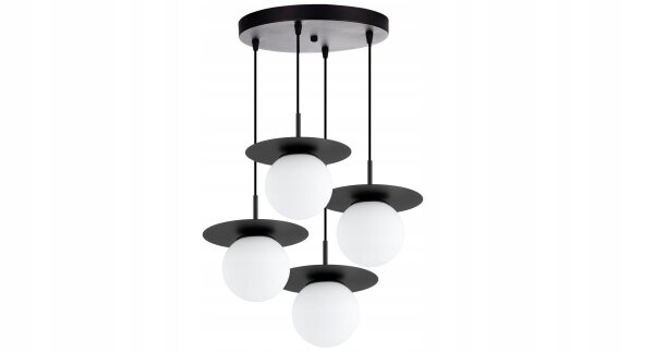 Pendelleuchte 4-flammig Metall Glas Schwarz E27 B:50 cm