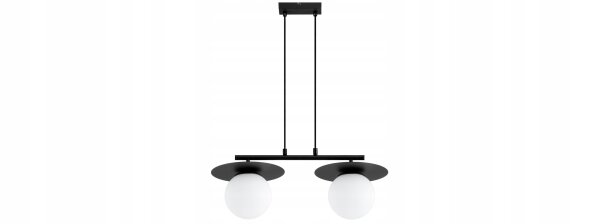 Hängelampe 2-flammig Glas Schwarz Weiß E27 L:65 cm