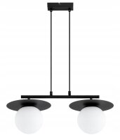 H&auml;ngelampe 2-flammig Glas Schwarz Wei&szlig; E27 L:65 cm