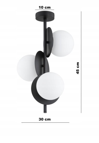 Deckenleuchte Metall Glas 3-flammig E27 B:30 cm Modern Leuchte