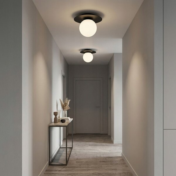 Deckenlampe Glas Schwarz Weiß E27 B:75 cm wohnlich Leuchte