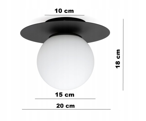 Deckenlampe Glas Schwarz Weiß E27 B:75 cm wohnlich Leuchte
