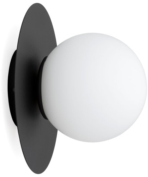 Wandleuchte Glas Metall Schwarz Weiß E27 L:20 cm Modern Leuchte