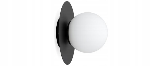 Wandleuchte Glas Metall Schwarz Weiß E27 L:20 cm Modern Leuchte