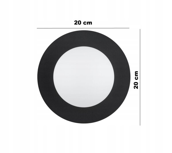 Wandlampe Glas Kugel Schwarz Weiß E27 B:20 cm blendarm Leuchte