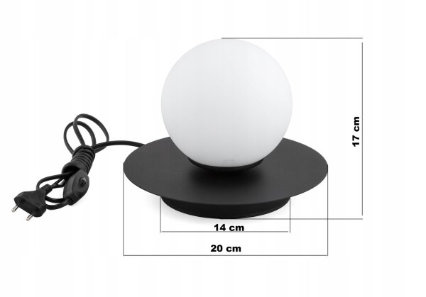 Tischleuchte Glas Schwarz Weiß E27 H:17 cm dekorativ Leuchte
