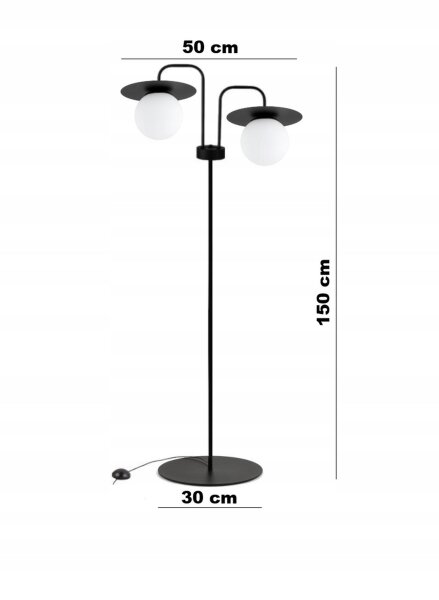 Stehleuchte 2-flammig Glas Schwarz Weiß E27 150 cm