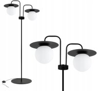 Stehleuchte 2-flammig Glas Schwarz Weiß E27 150 cm