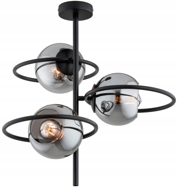 Deckenlampe Rauchglas Schwarz blendarm E27 B:40 cm edel Leuchte