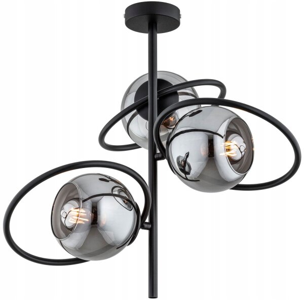 Deckenlampe Rauchglas Schwarz blendarm E27 B:40 cm edel Leuchte
