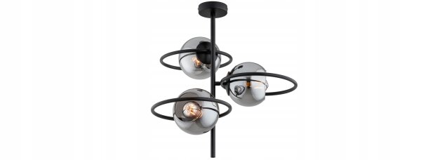 Deckenlampe Rauchglas Schwarz blendarm E27 B:40 cm edel Leuchte