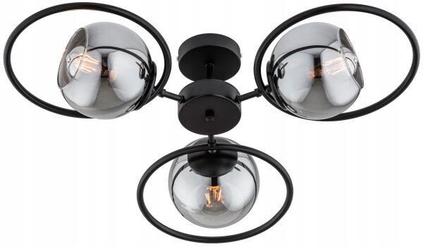 Deckenleuchte 3-flammig Rauchglas Metall E27 L:62 cm Leuchte