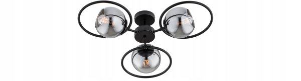 Deckenleuchte 3-flammig Rauchglas Metall E27 L:62 cm Leuchte