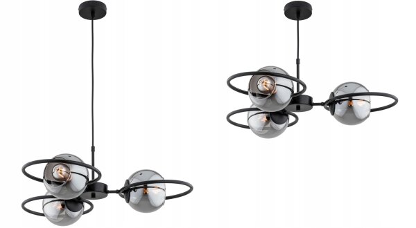 Pendelleuchte 3-flammig Rauchglas E27 L:60 cm blendarm Leuchte