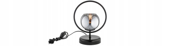 Tischleuchte Rauchglas Schwarz Metall E27 H:32 cm edel Leuchte