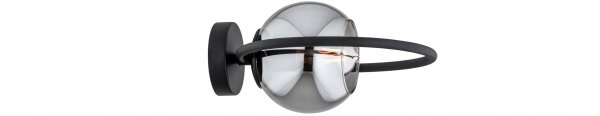 Wandleuchte Rauchglas Schwarz E27 H:26 cm dekorativ Leuchte