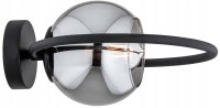 Wandleuchte Rauchglas Schwarz E27 H:26 cm dekorativ
