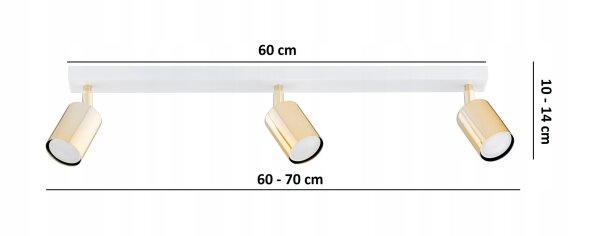 Deckenspot schwenkbar 3-flammig Weiß Gold GU10 L:60 cm Leuchte