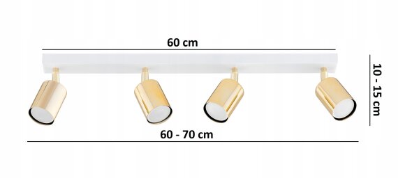 Deckenspot verstellbar Weiß Gold 4-flammig GU10 L:60 cm Leuchte