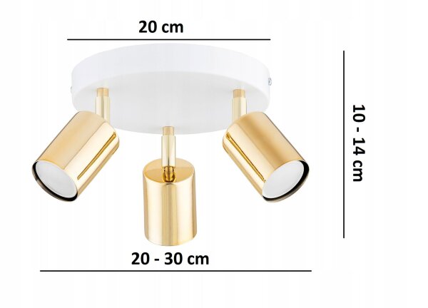 Deckenspot flexibel Weiß Gold GU10 Ø20 cm blendarm Leuchte