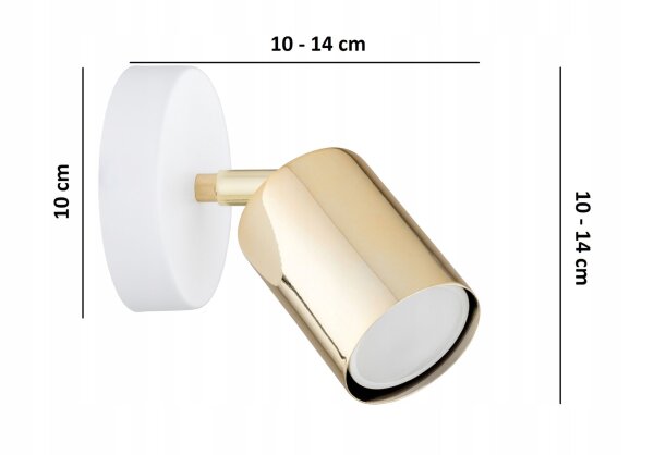 Wandspot schwenkbar Weiß Gold GU10 H:15 cm dekorativ Leuchte