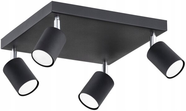 Deckenspot 4-flammig Schwarz Metall GU10 B:30 cm Modern Leuchte