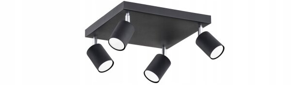 Deckenspot 4-flammig Schwarz Metall GU10 B:30 cm Modern Leuchte