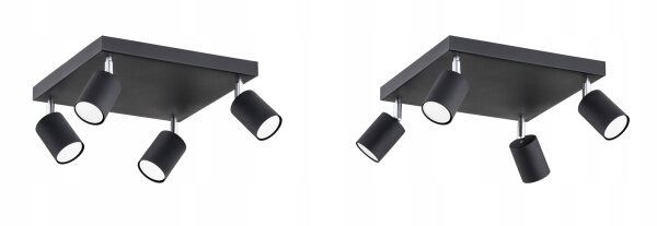 Deckenspot 4-flammig Schwarz Metall GU10 B:30 cm Modern Leuchte