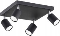 Deckenspot 4-flammig Schwarz Metall GU10 B:30 cm Modern