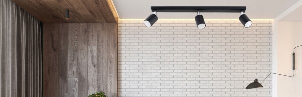 Deckenspot verstellbar Schwarz 3-flammig GU10 L:60 cm Leuchte
