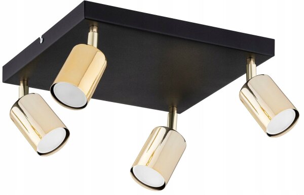 Deckenspot Schwarz Gold Metall GU10 B:30 cm dekorativ Leuchte