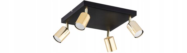 Deckenspot Schwarz Gold Metall GU10 B:30 cm dekorativ Leuchte