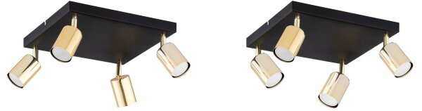 Deckenspot Schwarz Gold Metall GU10 B:30 cm dekorativ Leuchte